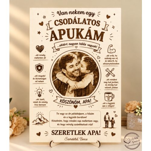 Csodálatos Apuka - Gravírozott fényképes tábla