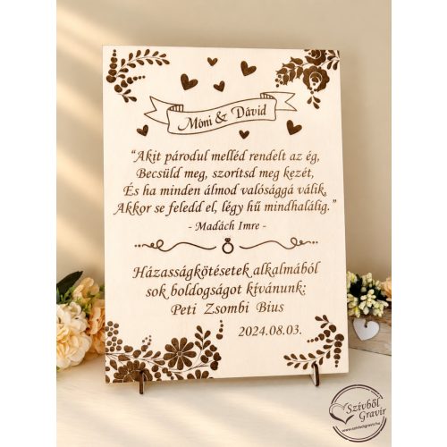 Esküvői ajándék - Gravírozott tábla